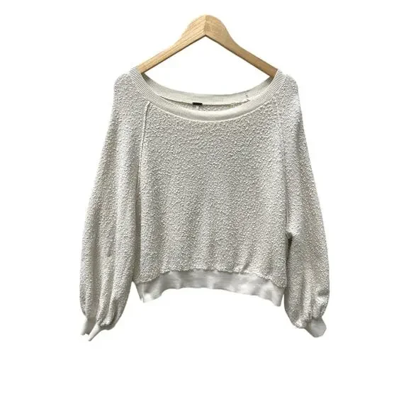 Free People Sweater Terry Cloth Popcorn Knit Long Sleeve Crewneck Pullover S
