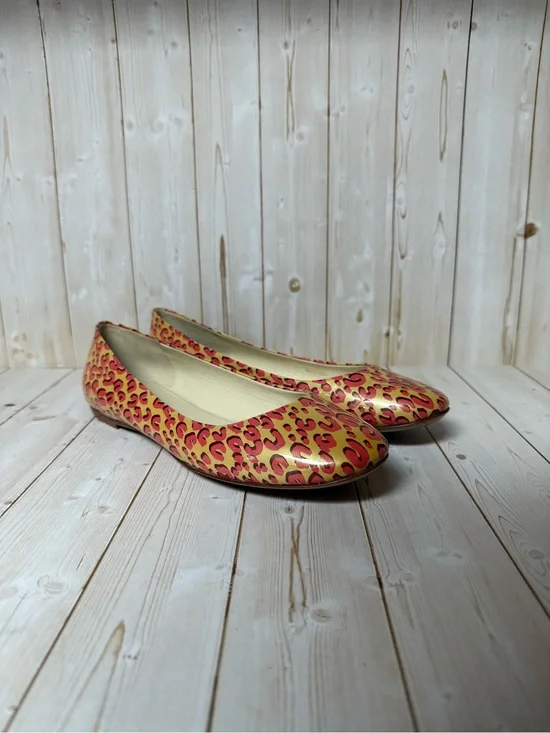 Louis Vuitton Leopard Print Patent Leather Ballet Flat Blanc Corail Sz 39 / 9