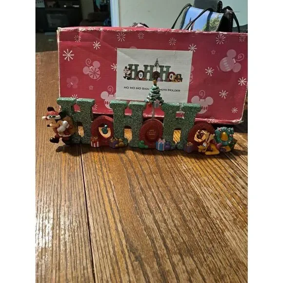 Disney Parks Original Ho-Ho Sign Photo Holder Resin Holiday Christmas Decor