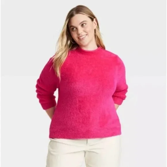 Universal Thread Pink Fuzzy Mock Neck Sweater