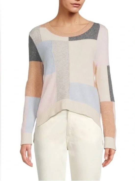 Adam Lippes Pastel Colorblock Crewneck Sweater Mohair wool blend size small