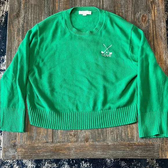 LOVE Crewneck Sweater in Emerald Green Golf Clubs
