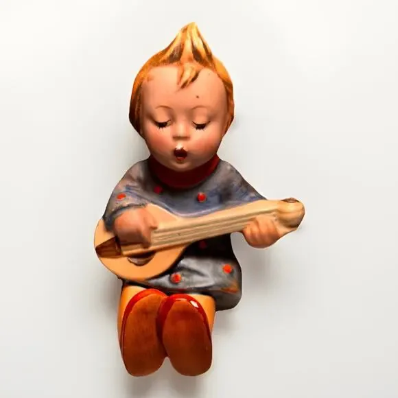 Vintage Goebel Hummel Style Boy Guitar Figurine Western Germany Chipped