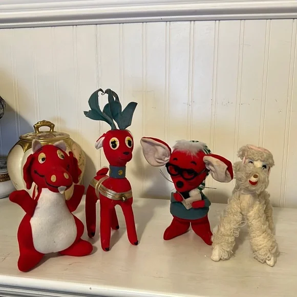 4 vintage Dream pets reindeer mouse poodle dinosaur Christmas