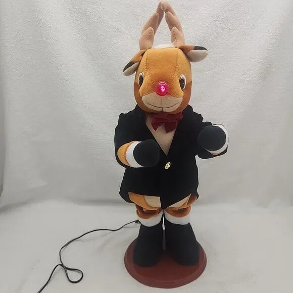 Figure Dancing Musical Rudolph Red Nosed Reindeer Animated W/ Box & Muti-adapter