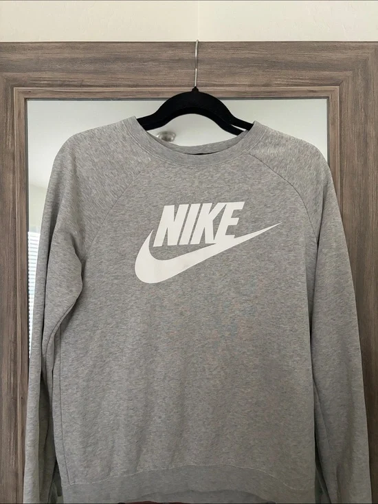 Nike Light Gray Crewneck Sweatshirt with White Swoosh