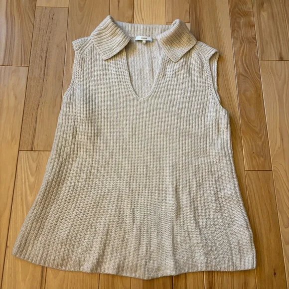 Vince V Neck Cashmere Wool Collared Sweater Vest