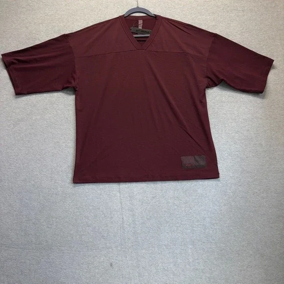 Nike X Skims Top Womens XS Maroon Currant V Neck Oversized Tee Sport New