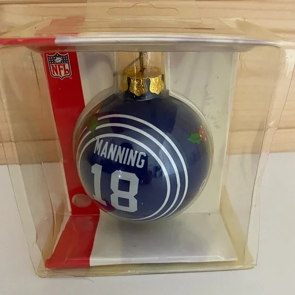 Forever Collectible Peyton Manning #18 Blue & White Colts Christmas Ball