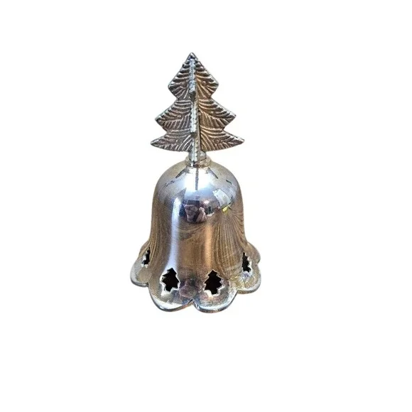 VTG International Silver Co. Christmas Silverplated‎ Bell with Tree 4.5