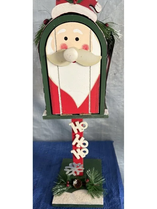 Vintage Wooden Santa Clause Christmas Mailbox 20”