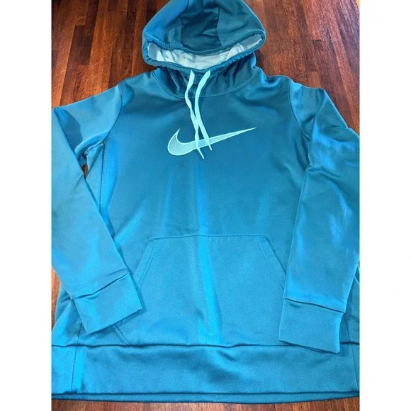 Nike Dri-FIT Womens Hoodie‎ Teal Blue Pullover Sweatshirt Size M