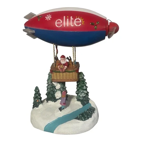 Vtg Elite Holiday Santa Blimp Animated Christmas Village LED Lighted Propeller
