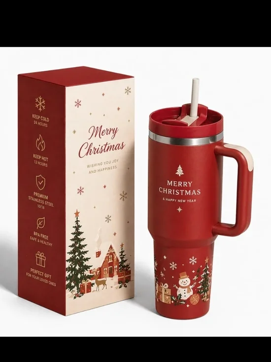 COMING SOON! Merry Christmas Red Holiday Travel Mug with Handle