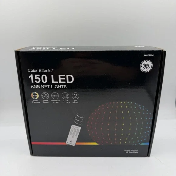 GE Color Effects 150 LED RGB Net‎ Lights 8 Colors 18 Functions 6 Ft x 4 Ft
