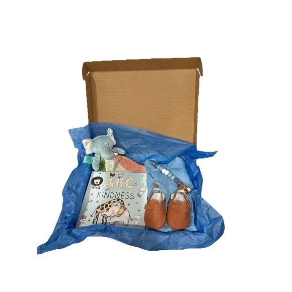 New Baby Boy Gift Ready Box, Baby Shower - Gender Reveal Present Infant Blue Box