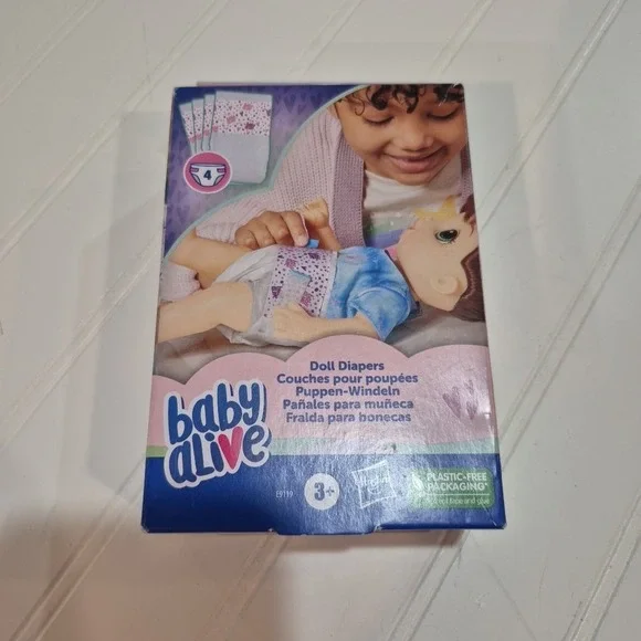 Baby Alive Doll‎ Diapers Refill 4 Pack Fits 12‑Inch Drinking Wetting Dolls