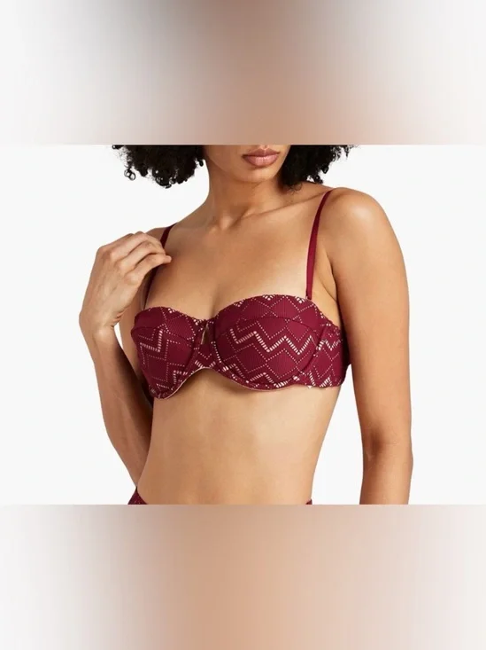 ZIMMERMANN Pointelle-knit bandeau bikini‎ top, Size  3 AB/ US 10