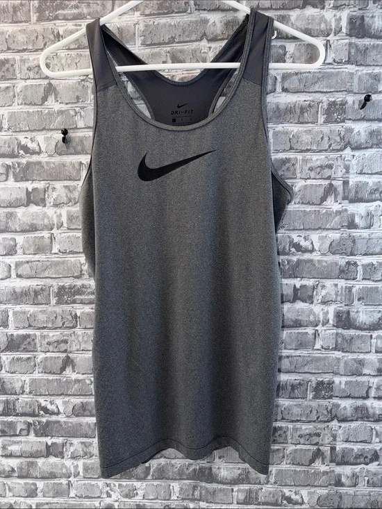 Nike Gray Dri-FIT Tank Top with Black Swoosh‎