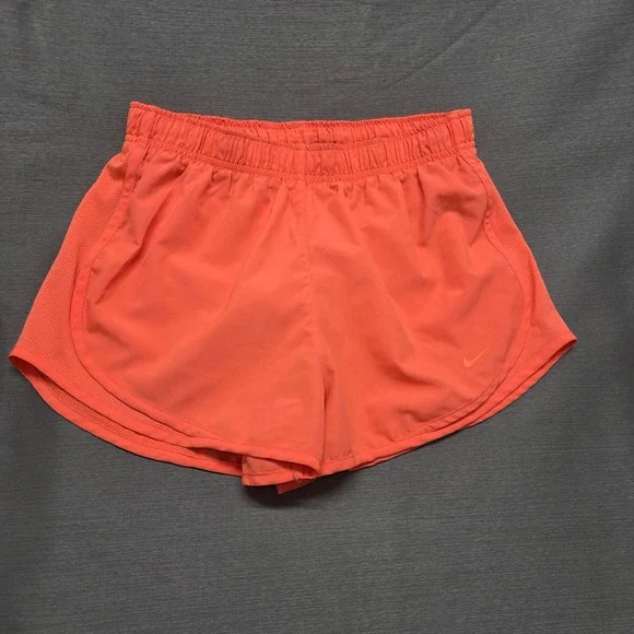 Nike Dri-FIT Womens Running Shorts Coral Orange Mesh Training Athletic‎ Size M