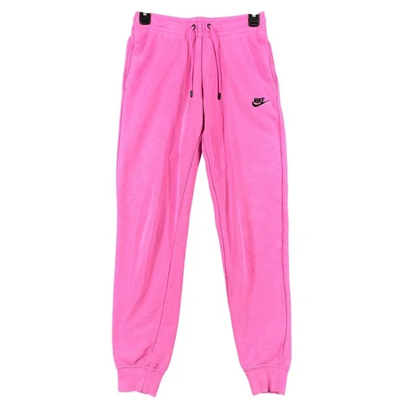Nike Sportswear Essential Joggers Womens XS Pink Fleece Logo Active Sweatpants