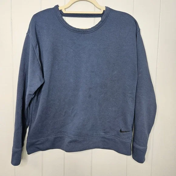 Nike Dri Fit Medium Women's Low Cut Back Sweatshirt‎ Blue