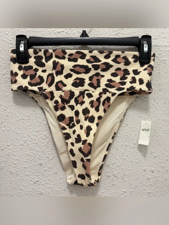 Aerie Leopard High Cut Cheeky Bikini Bottoms NWT Size Small