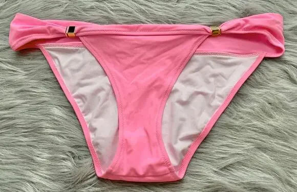 Victoria's Secret Pink w/ Gold Hardware Cheeky Swim Bikini Bottom NWOT XL