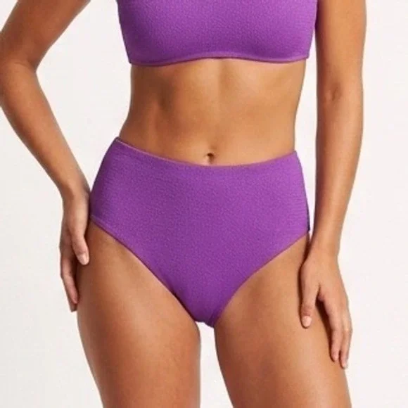CALIA Womens High Rise Swim Bottom Purple Punch Texture Lycra XL