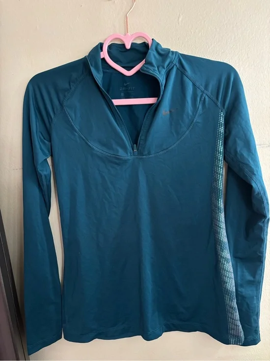 Nike Women's Teal Quarter-Zip Long Sleeve Performance Top