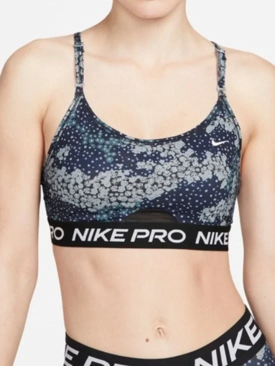 🪴🍁🌹Nike Printed Dri-FIT Pro Sports Bra in Navy and Light Blue