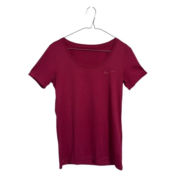 Nike Dri-FIT Womens XS‎ Maroon Scoop Neck Short Sleeve Training T-Shirt