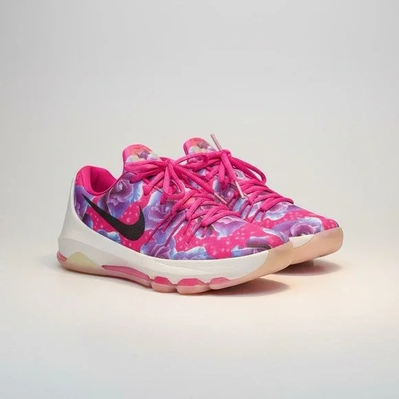 Nike KD 8 Aunt Pearl Vivid Pink Floral Youth 5Y Womens 6.5 837786-603 Basketball