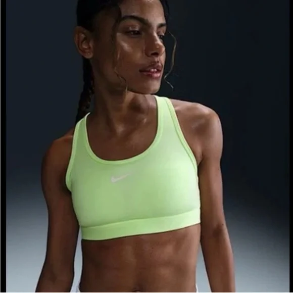 Nike Swoosh Med Support Padded Racerback WomenLarge Sports Bra Barely Volt