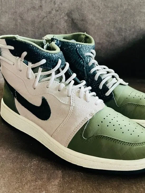 Nike Air Jordan 1 Rebel XX Womens 8.5 Olive Canvas Green Snakeskin AR5599-300