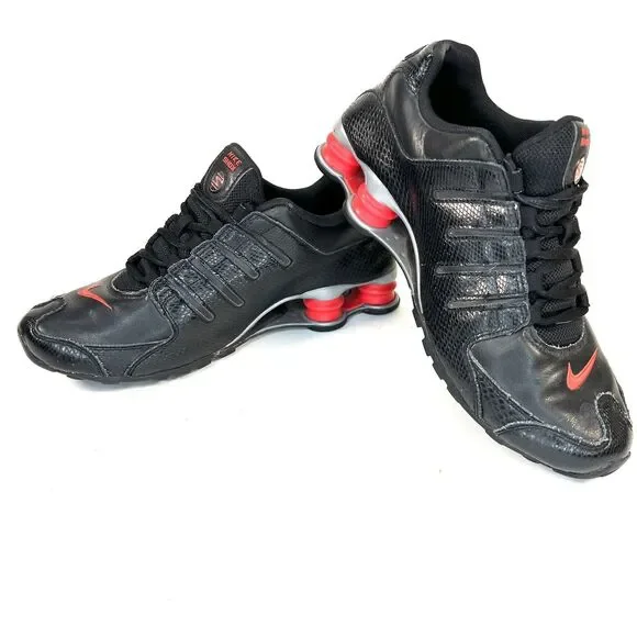 NIKE Womens Size 10 Shox NZ Black Snakeskin Leather with Red 2012 488312-017