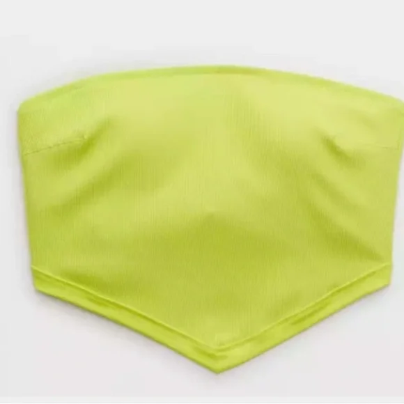 NWT Aerie Lime Green xxs Ribbed swimsuit handkerchief top