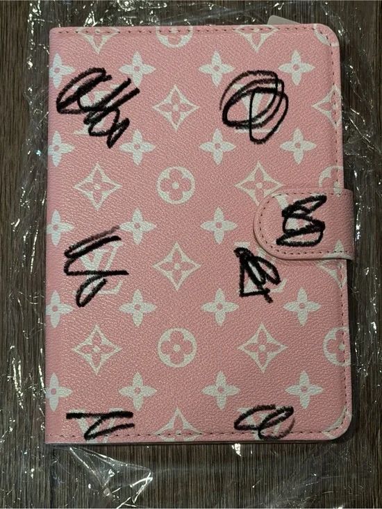 iPad mini 6!Pink Designer-Style Tablet Folio Case with Monogram Print