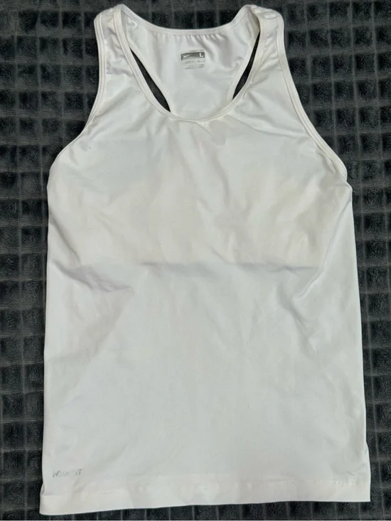 ❤️ Nike Large Womens White Racerback Athletic Tank Top Yoga Shirt Athletic (B6)