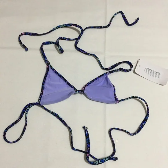Wicked Weasel 312 Triangle Bikini Top Womens XXS Multi Lavender NWT