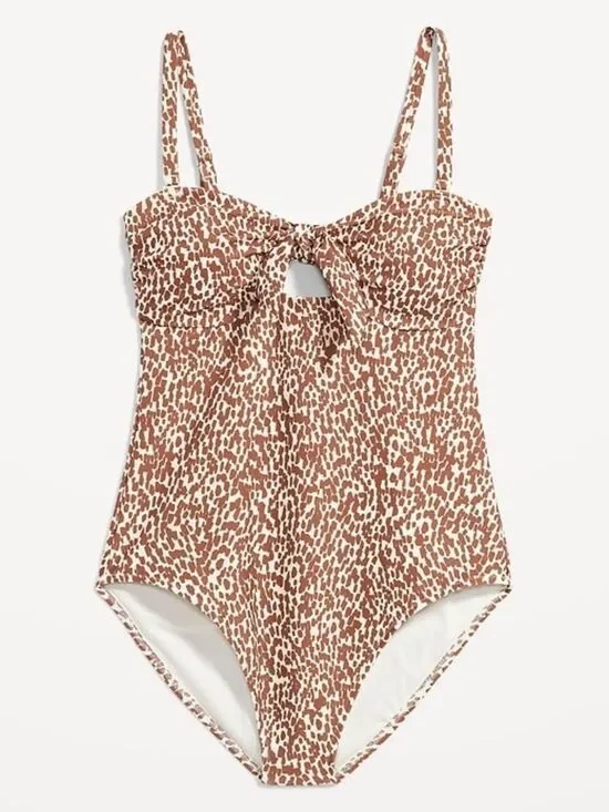 Old Navy Tie-Front Keyhole Bandeau-Style One-Piece Swimsuit