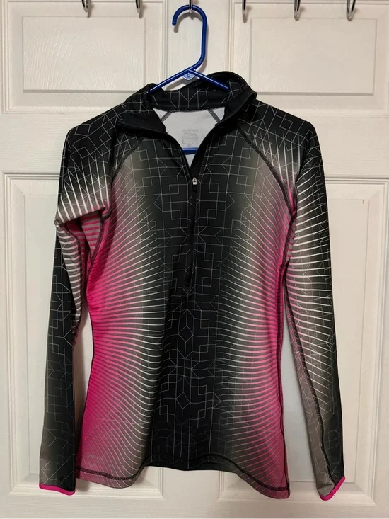 Nike Pro Women’s Black and Pink Long-Sleeve Zip Performance Shirt