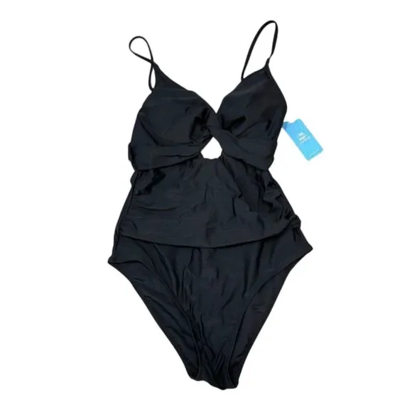 NWT Cupshe Timeless Black Ruched One Piece Size S