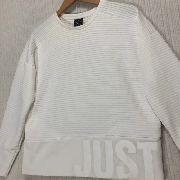 Nike Dri-FIT Pullover Sweatshirt Women's XS White Long Sleeve Just‎ Do It