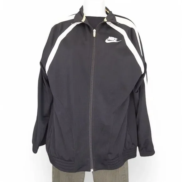 Nike Vintage Y2K Full Zip Track Jacket Black / White 253842-010 Women's M (8-10)