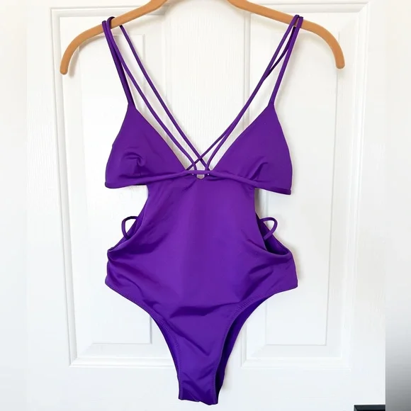 ZARA Women’s Purple Cut Out Swimsuit NWT / Size Small