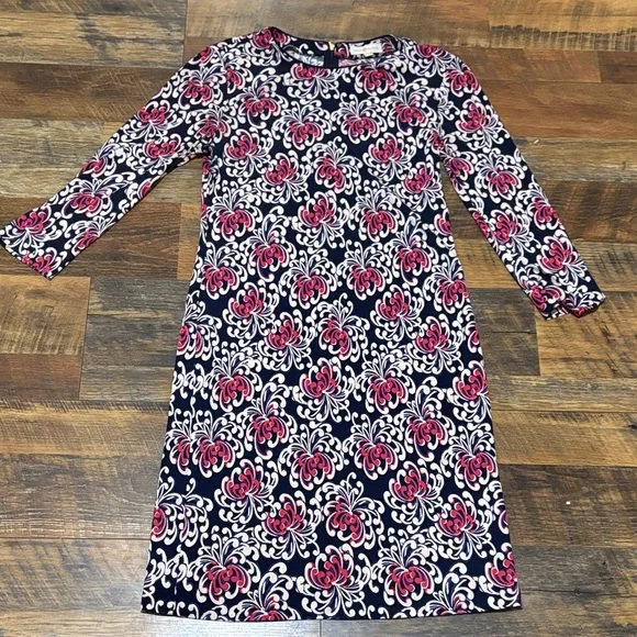 Tory Burch Damask Print Navy/pink silk dress‎