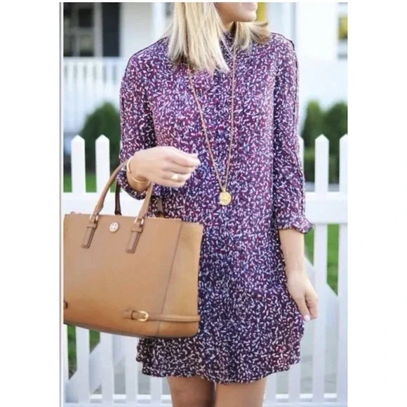 Tory Burch Red Agate‎ Confetti Print Silk Shirt Dress 6 Boho NWT 450$
