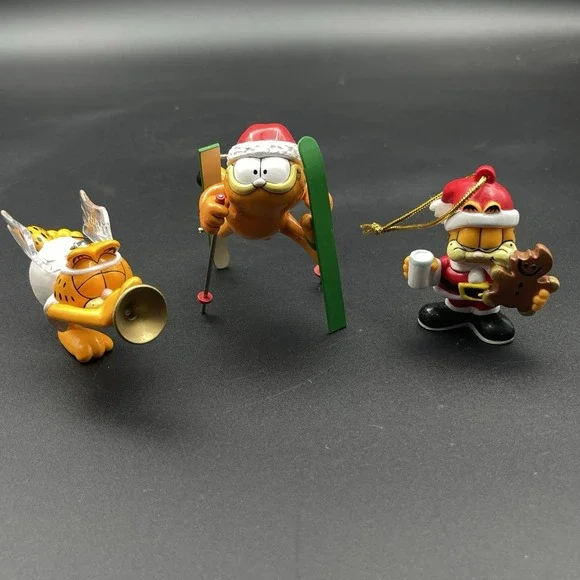 Vintage 90s Garfield Christmas Ornaments Hallmark Enesco Lot Santa Skier‎