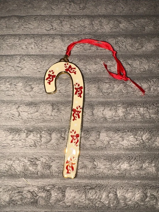 1994 Wallace Silversmith gold plated enamel Candy Cane ornament